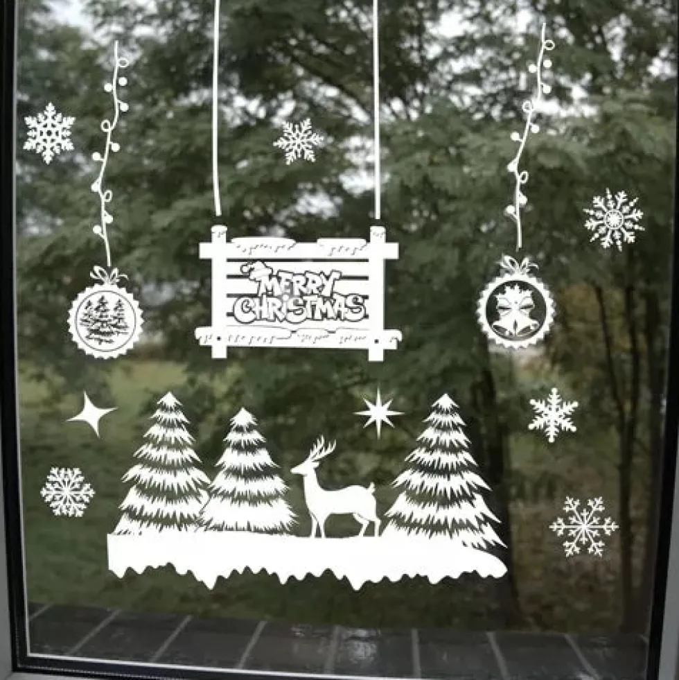 Julfönsterdekaler PVC 34 cm statisk fäste utan lim för glas & speglar