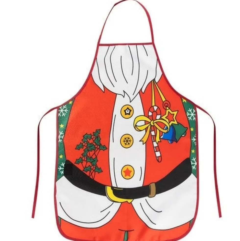 Julförkläde tomtedräkt-design polyester 92x51 cm flerfärgad
