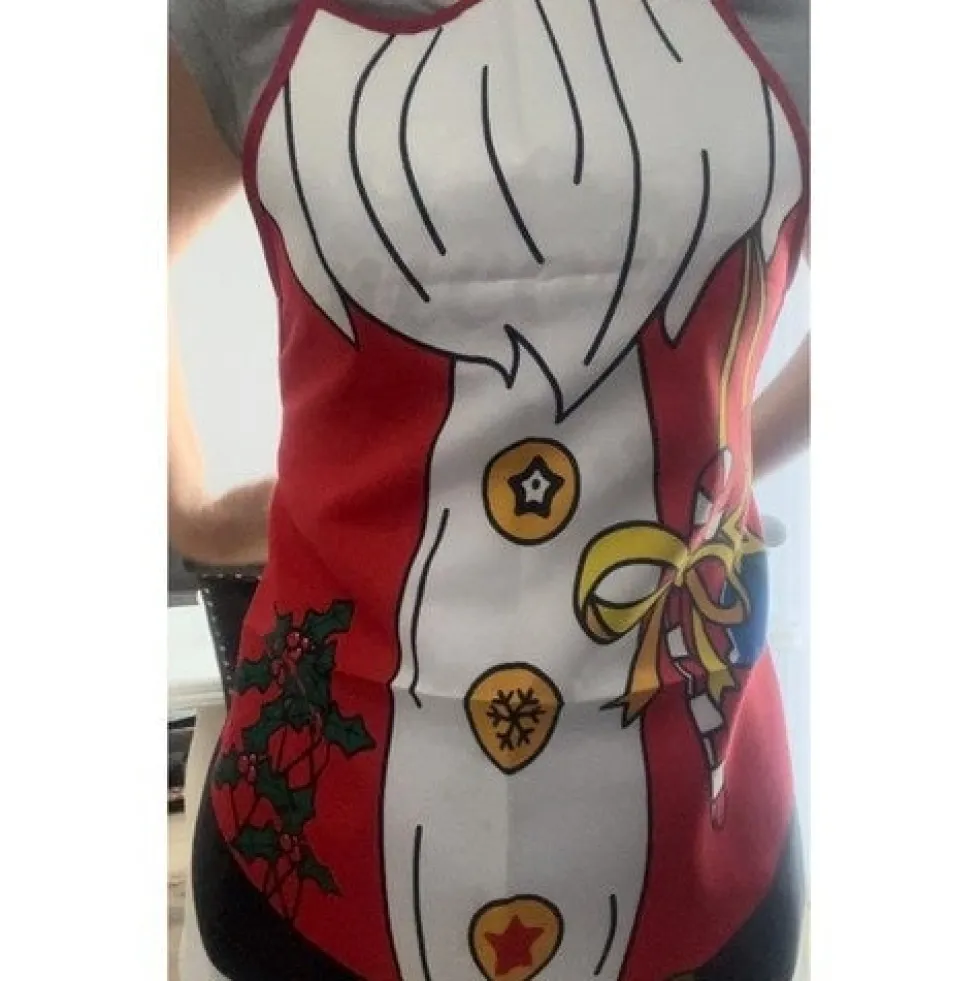 Julförkläde tomtedräkt-design polyester 92x51 cm flerfärgad