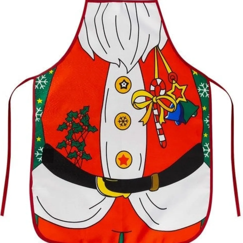 Julförkläde tomtedräkt-design polyester 92x51 cm flerfärgad