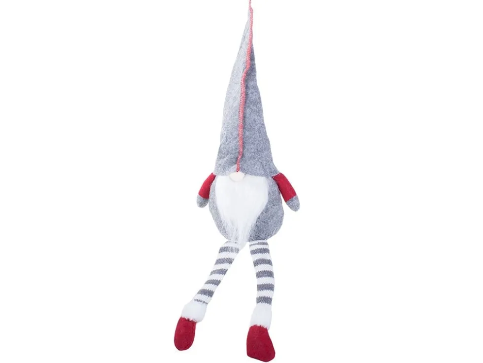 Julgnome tomtefigur grå 50x15 cm filt/plast med böjbar hatt