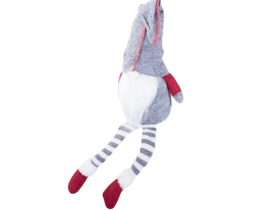 Julgnome tomtefigur grå 50x15 cm filt/plast med böjbar hatt