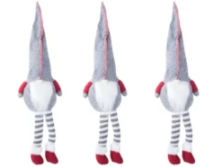 Julgnome tomtefigur grå 50x15 cm filt/plast med böjbar hatt