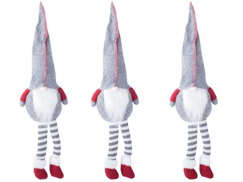 Julgnome tomtefigur grå 50x15 cm filt/plast med böjbar hatt