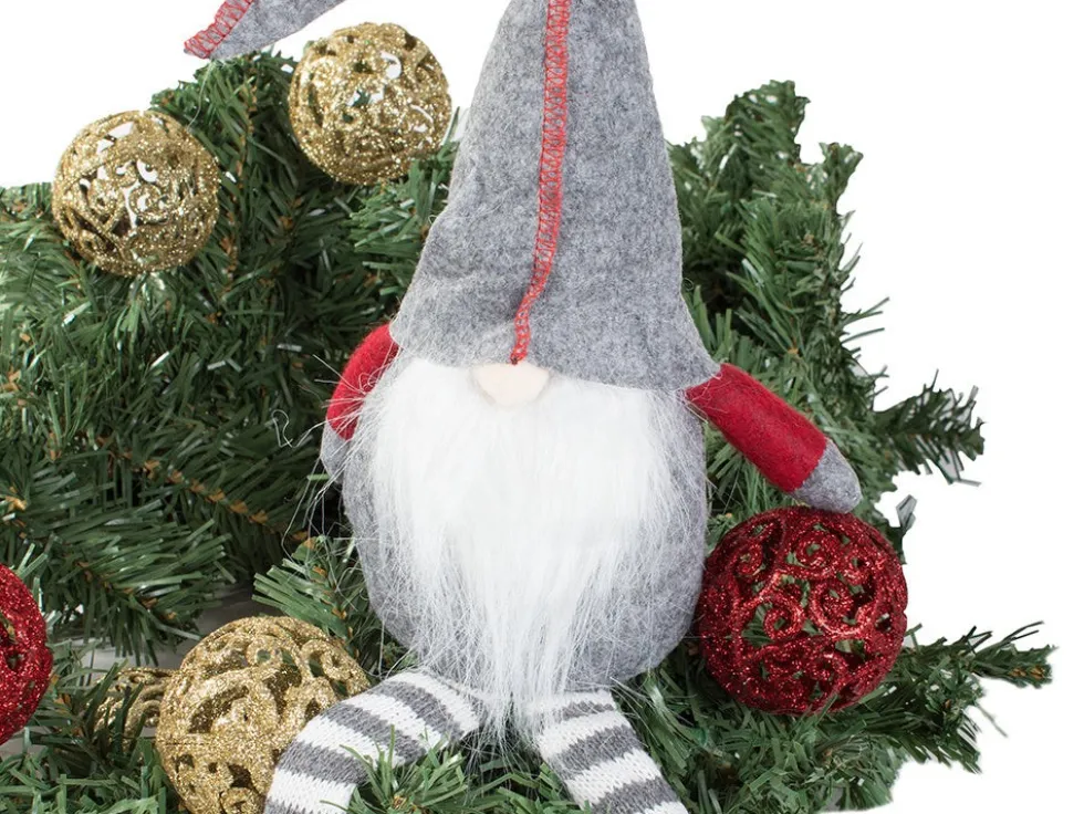 Julgnome tomtefigur grå 50x15 cm filt/plast med böjbar hatt