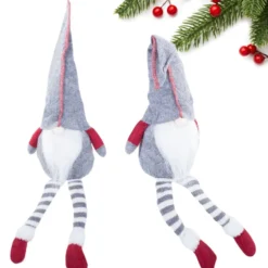Julgnome tomtefigur grå 50x15 cm filt/plast med böjbar hatt