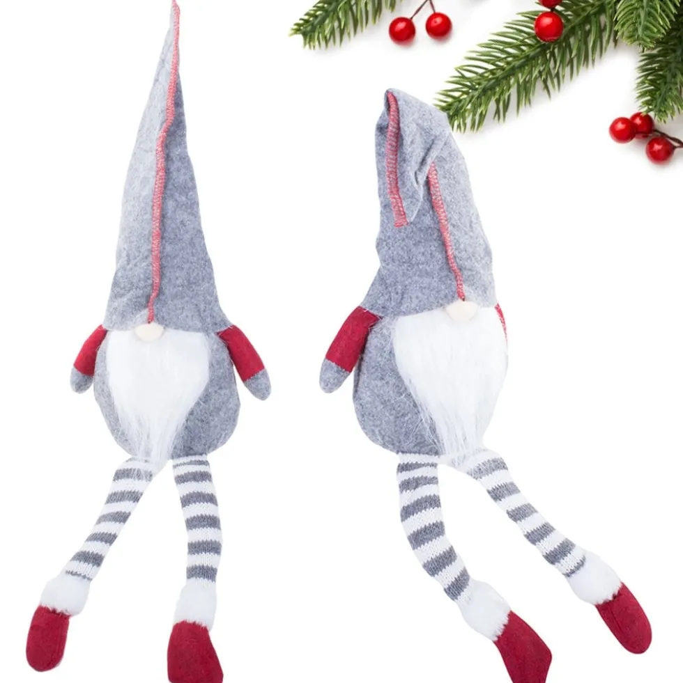 Julgnome tomtefigur grå 50x15 cm filt/plast med böjbar hatt