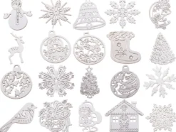 Julgransdekorationer 20-pack vita olika motiv upphängning 7 cm