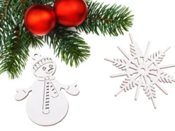 Julgransdekorationer 20-pack vita olika motiv upphängning 7 cm