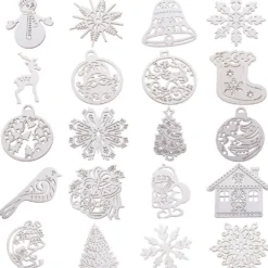 Julgransdekorationer 20-pack vita olika motiv upphängning 7 cm