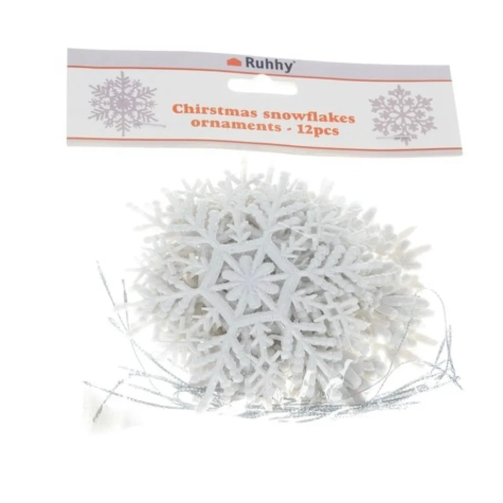 Julgransdekorationer snöflingor 12-pack