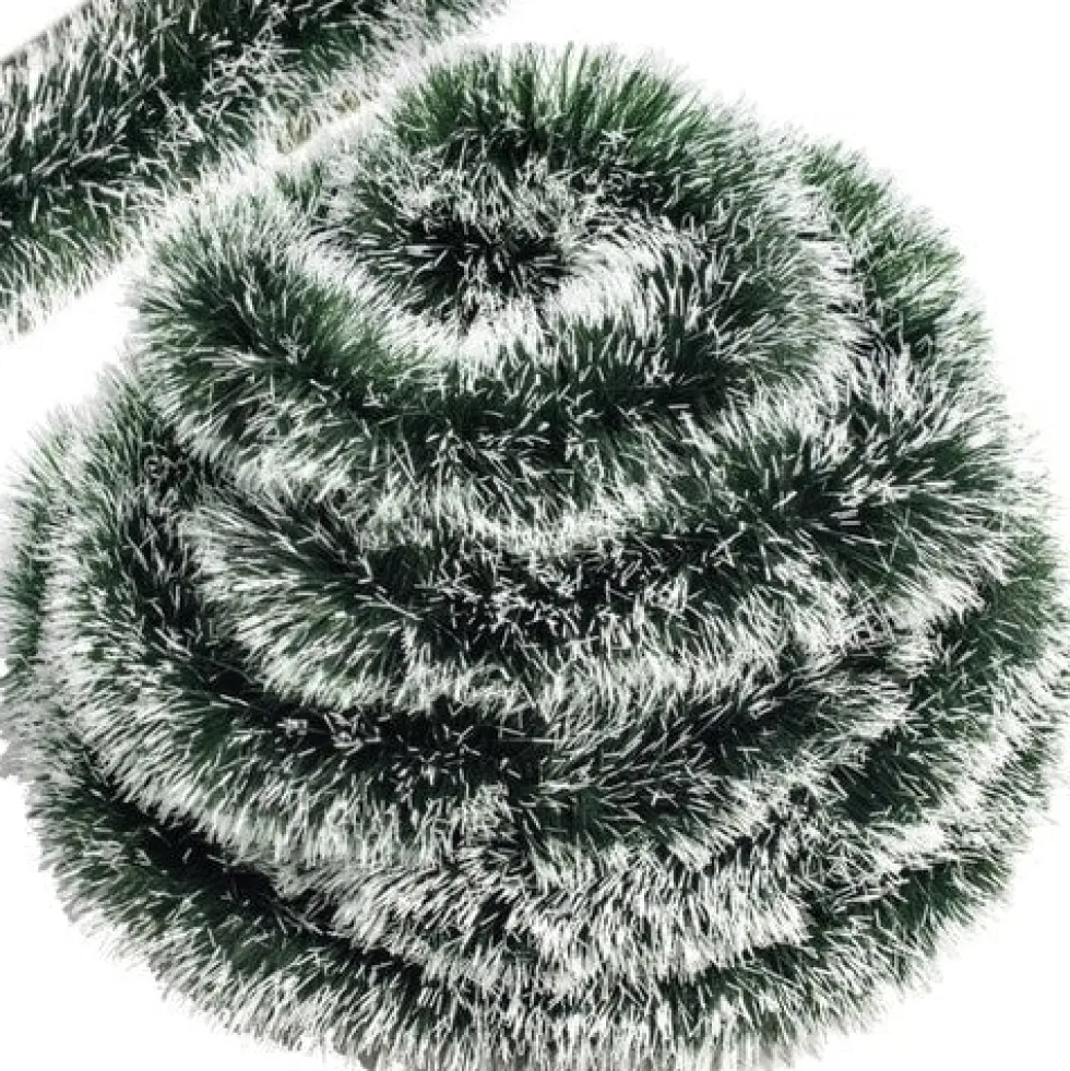 Julgransgirlang 6 m 15 cm grön/vit snöeffekt PE med järntråd