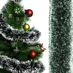 Julgransgirlang 6 m 15 cm grön/vit snöeffekt PE med järntråd