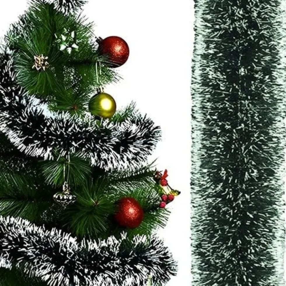 Julgransgirlang 6 m 15 cm grön/vit snöeffekt PE med järntråd