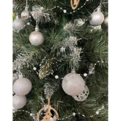 Julgransgirlang med pärlor 5 m pärlvit