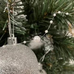Julgransgirlang med pärlor 5 m pärlvit