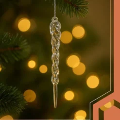 Julgranshängande istappar i akryl 13 cm 12-pack transparenta