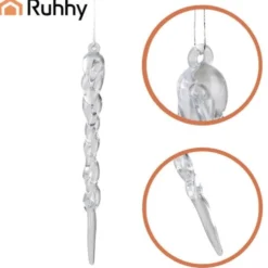 Julgranshängande istappar i akryl 13 cm 12-pack transparenta