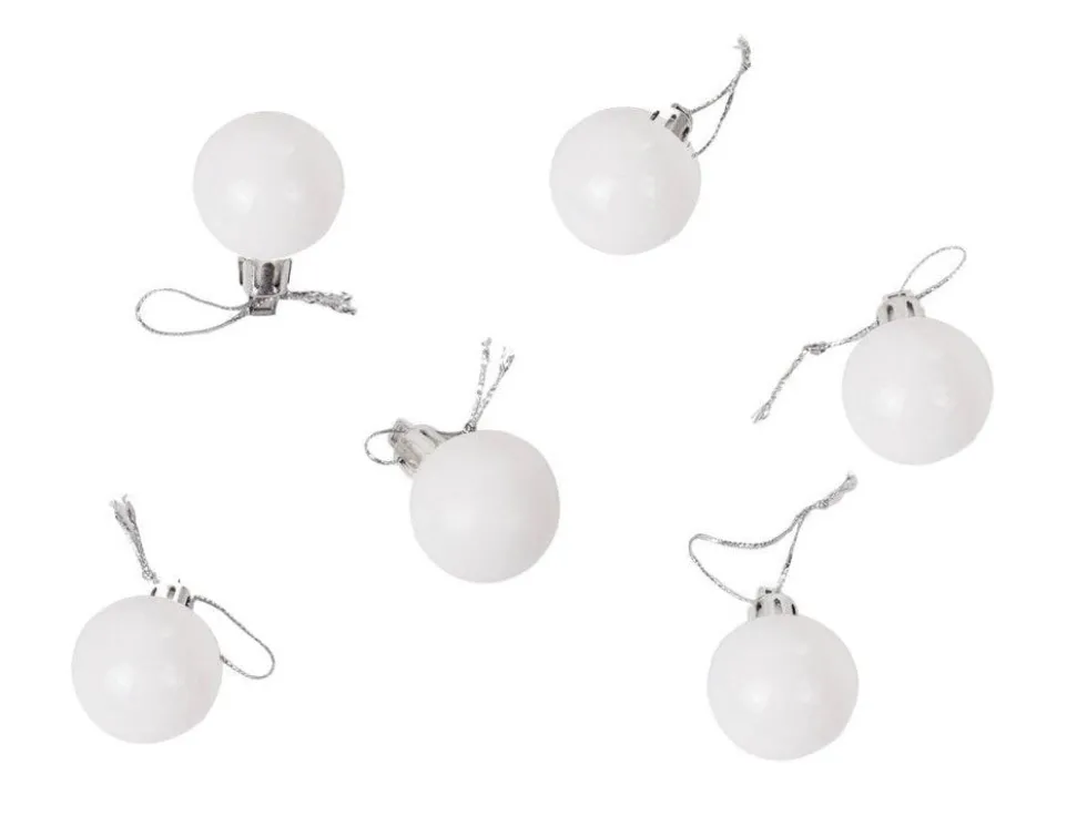Julgranskulor plast 6 cm, 36-pack, silver/vit, 6 designer