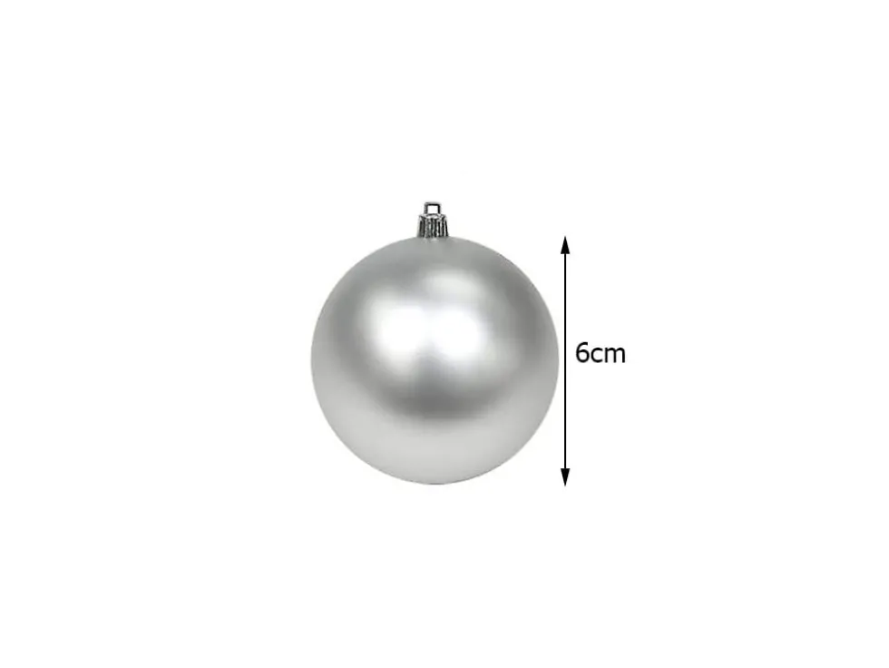 Julgranskulor plast 6 cm, 36-pack, silver/vit, 6 designer