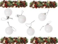 Julgranskulor plast 6 cm, 36-pack, silver/vit, 6 designer