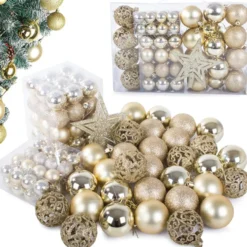Julgranskulor plast guld 100-pack med stjärna 30-60 mm
