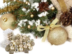 Julgranskulor plast guld 100-pack med stjärna 30-60 mm