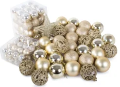 Julgranskulor plast guld 100-pack med stjärna 30-60 mm
