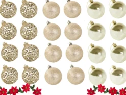 Julgranskulor plast guld 100-pack med stjärna 30-60 mm