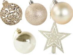 Julgranskulor plast guld 100-pack med stjärna 30-60 mm