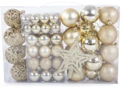 Julgranskulor plast guld 100-pack med stjärna 30-60 mm