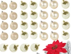 Julgranskulor plast guld 100-pack med stjärna 30-60 mm