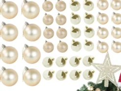 Julgranskulor plast guld 100-pack med stjärna 30-60 mm