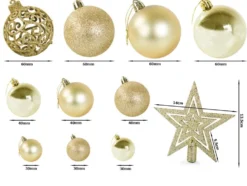 Julgranskulor plast guld 100-pack med stjärna 30-60 mm