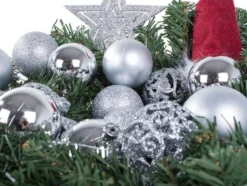 Julgranskulor plast silver 100-pack med Bethlehemstjärna 30-60 mm