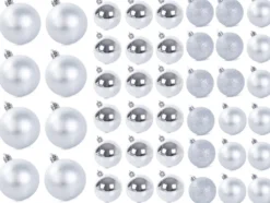 Julgranskulor plast silver 100-pack med Bethlehemstjärna 30-60 mm