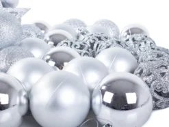 Julgranskulor plast silver 100-pack med Bethlehemstjärna 30-60 mm