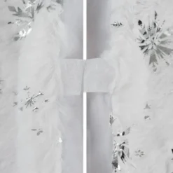 Julgransmatta 120 cm vit/silver polyester med stjärnor & snöflingor