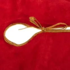 Julgransmatta plysch 90 cm röd/vit/guld i polyester