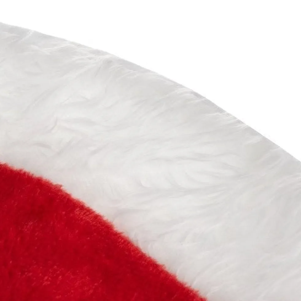 Julgransmatta plysch 90 cm röd/vit/guld i polyester