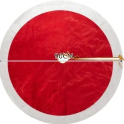 Julgransmatta plysch 90 cm röd/vit/guld i polyester