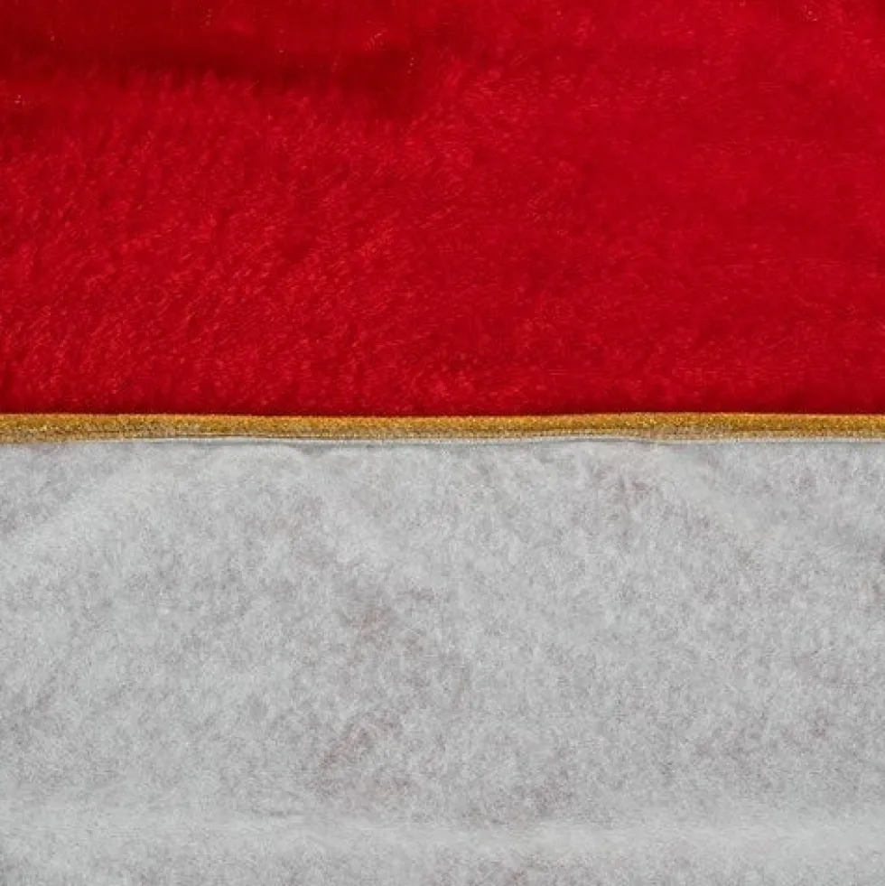 Julgransmatta plysch 90 cm röd/vit/guld i polyester
