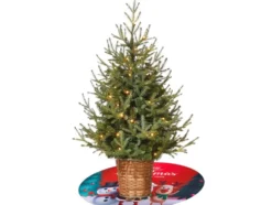 Julgransmatta rund 120 cm i tunn textil, julmotiv slumpas