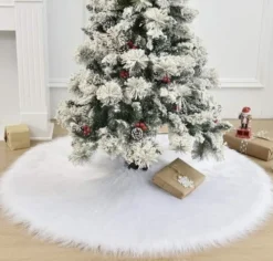Julgransmatta vit 120 cm fluffig polyester