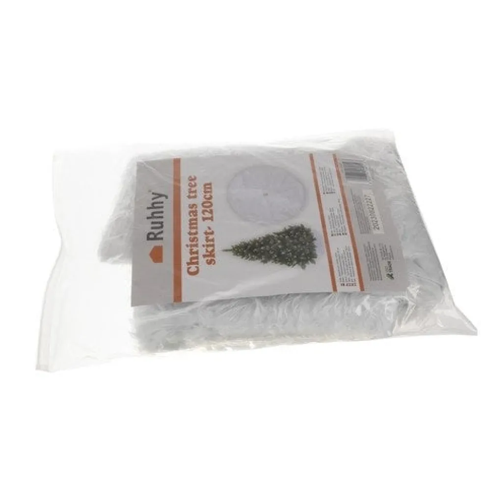 Julgransmatta vit 120 cm fluffig polyester