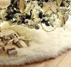 Julgransmatta vit 120 cm fluffig polyester