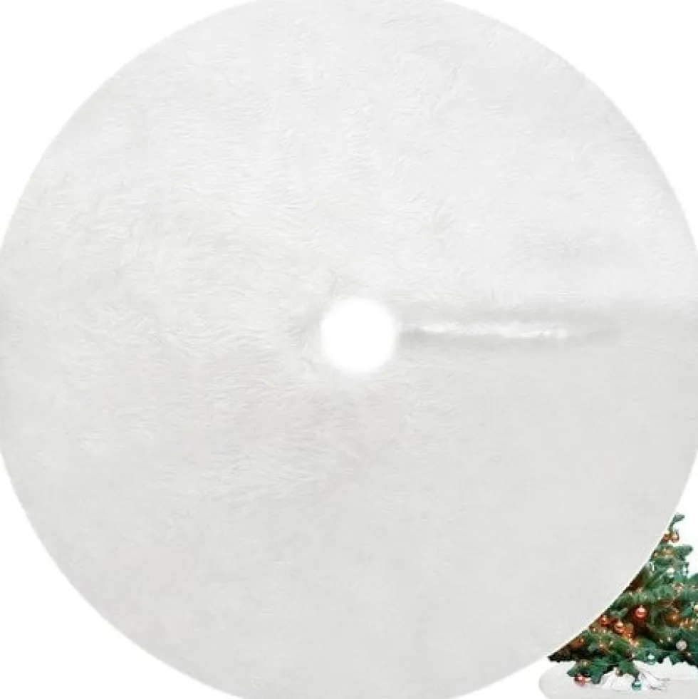 Julgransmatta vit 120 cm fluffig polyester