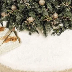 Julgransmatta vit 120 cm fluffig polyester
