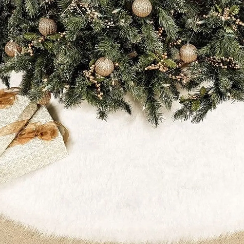 Julgransmatta vit 120 cm fluffig polyester