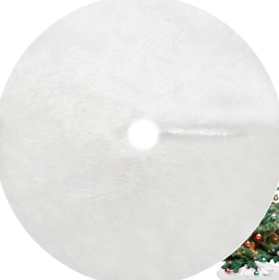 Julgransmatta vit 90 cm långhårig polyester